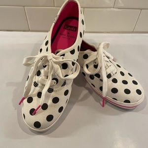 Kate Spade Keds white black dot cloth size 6 sneakers women’s